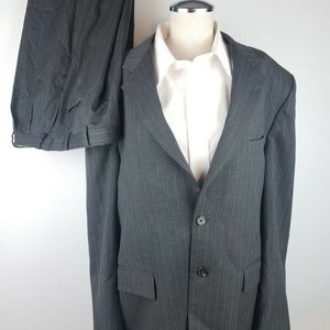 CHAPS BRAND MENS BLACK PINSTRIPE 2 BUTTON 2 PIECE